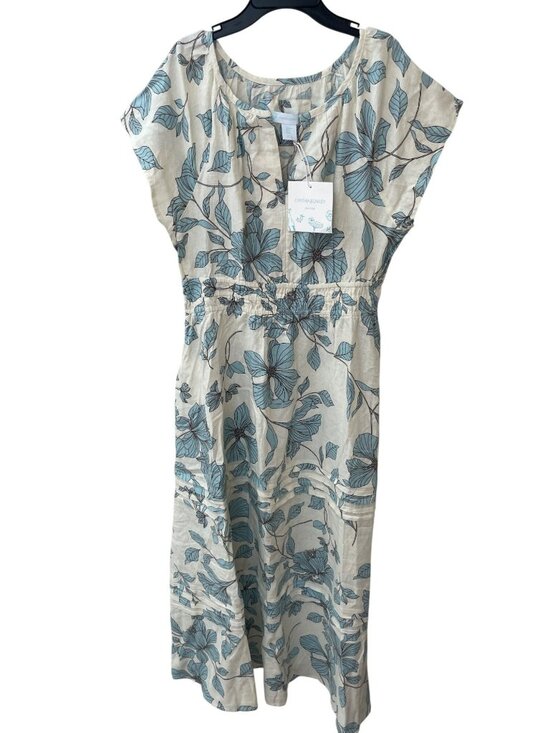 Cynthia Rowley Dresses & Skirts - Cynthia Rowley Raglan Midi Dress Floral White Blue Size Medium NWT